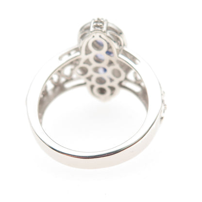 Chuck Clemency 925 Sterling Silver Real Tanzanite & White Topaz Ring Size 8
