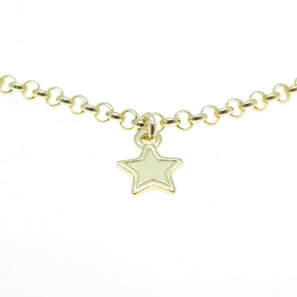 925 Sterling Silver Star Charm Rolo Link Bracelet 7"