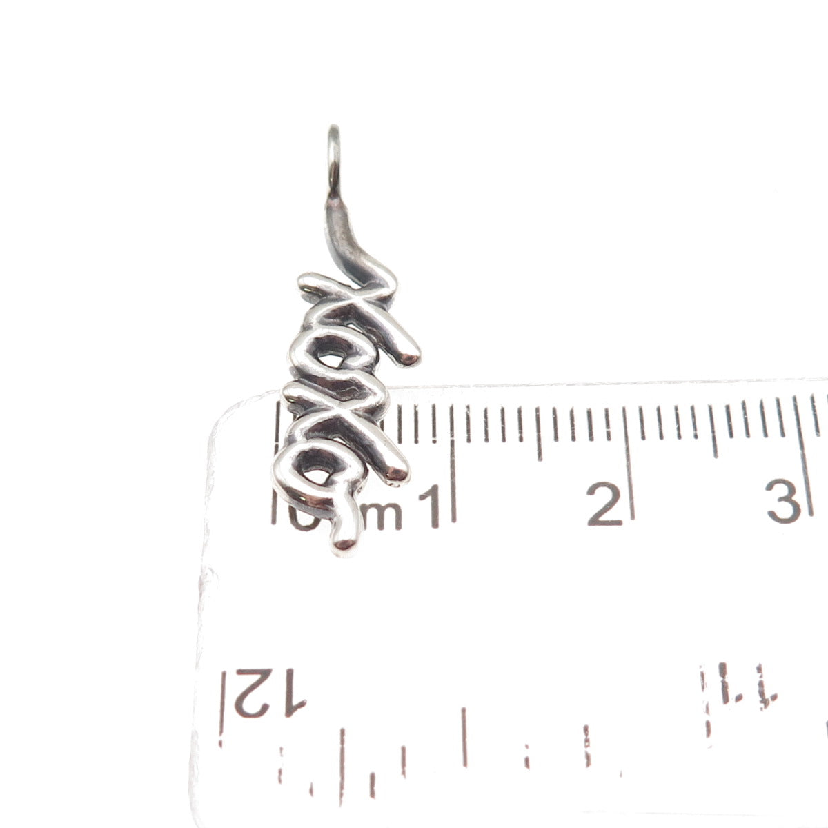 925 Sterling Silver Vintage XOXO Hugs & Kisses Oxidized Charm Pendant