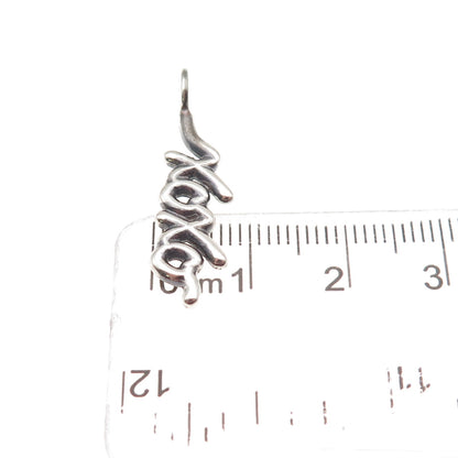 925 Sterling Silver Vintage XOXO Hugs & Kisses Oxidized Charm Pendant