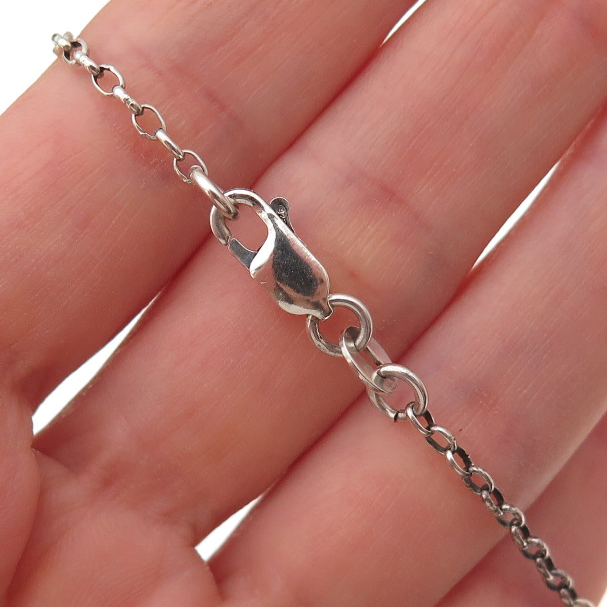 925 Sterling Silver Vintage Italy Beads Cable Chain Necklace 16"