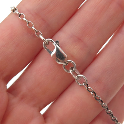 925 Sterling Silver Vintage Italy Beads Cable Chain Necklace 16"