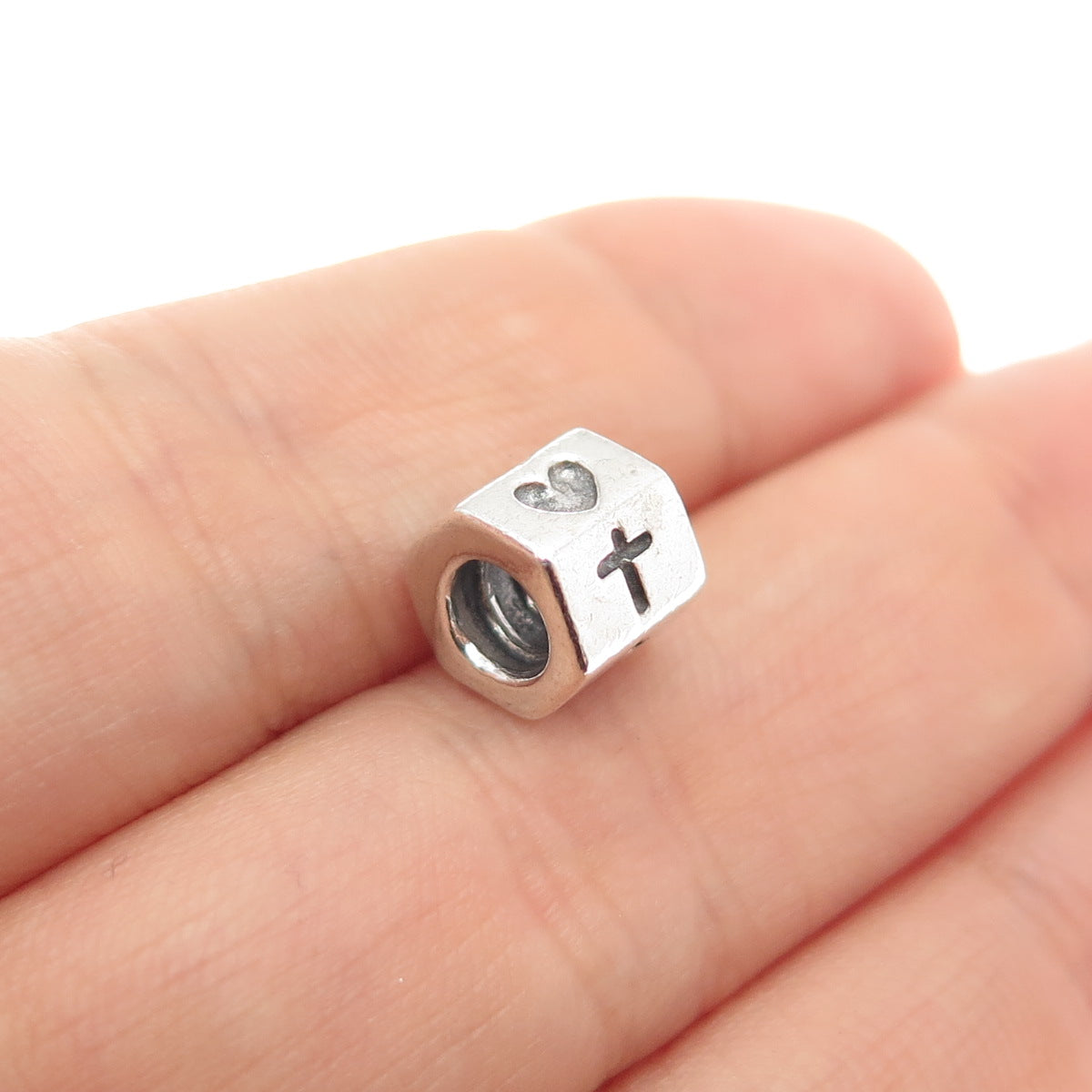 PANDORA 925 Sterling Silver Faith Hope & Love Slide Bead Charm