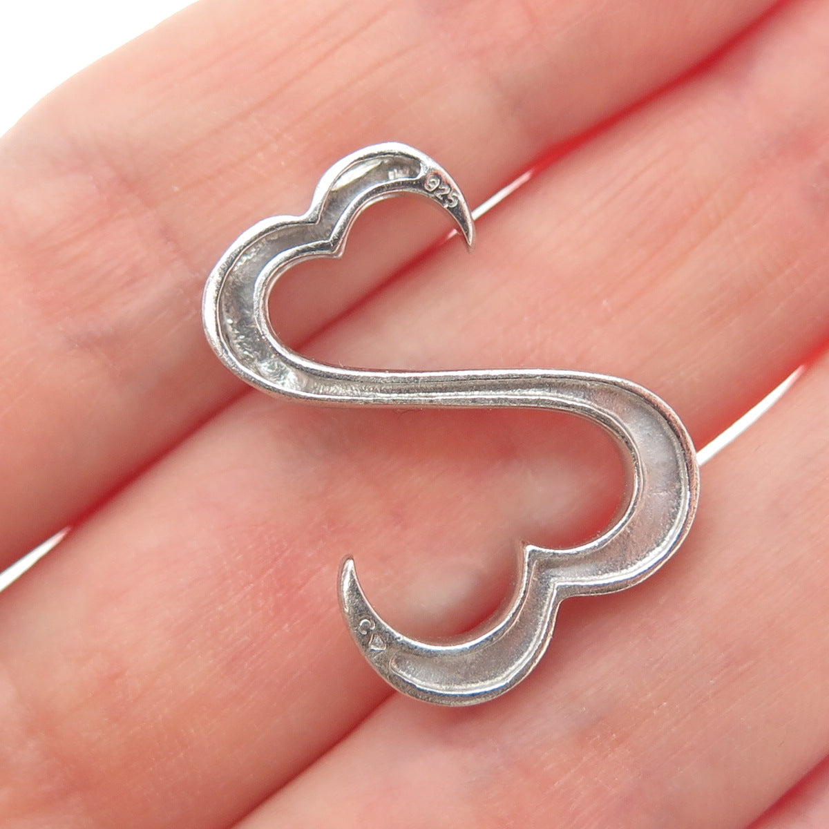 925 Sterling Silver Open Heart Slide Pendant