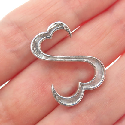 925 Sterling Silver Open Heart Slide Pendant