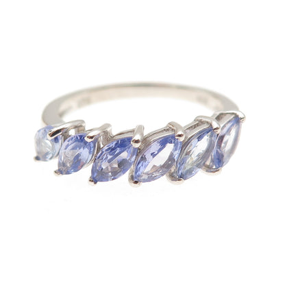 Chuck Clemency 925 Sterling Silver Real Marquise-Cut Tanzanite Ring Size 7
