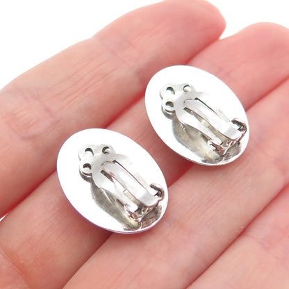 VHC VIDAL CHAVEZ Old Pawn 925 Sterling Silver Vintage Hematite Clip On Earrings