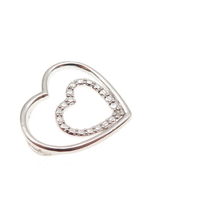 Charles Winston 925 Sterling Silver Real Diamond Heart Mini Slide Charm Pendant
