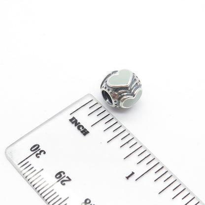 925 Sterling Silver Pandora Enamel Heart Bead Charm