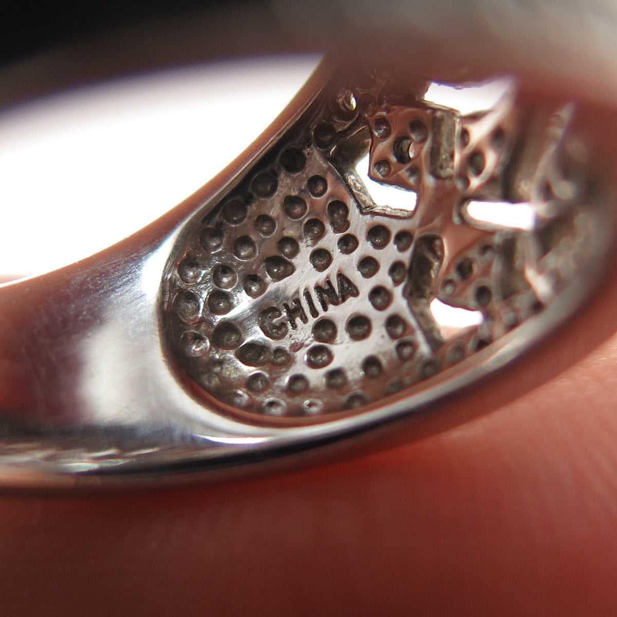 925 Sterling Silver Real Round-Cut Diamond Ornate Ring Size 5.25