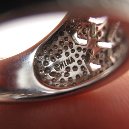 925 Sterling Silver Real Round-Cut Diamond Ornate Ring Size 5.25