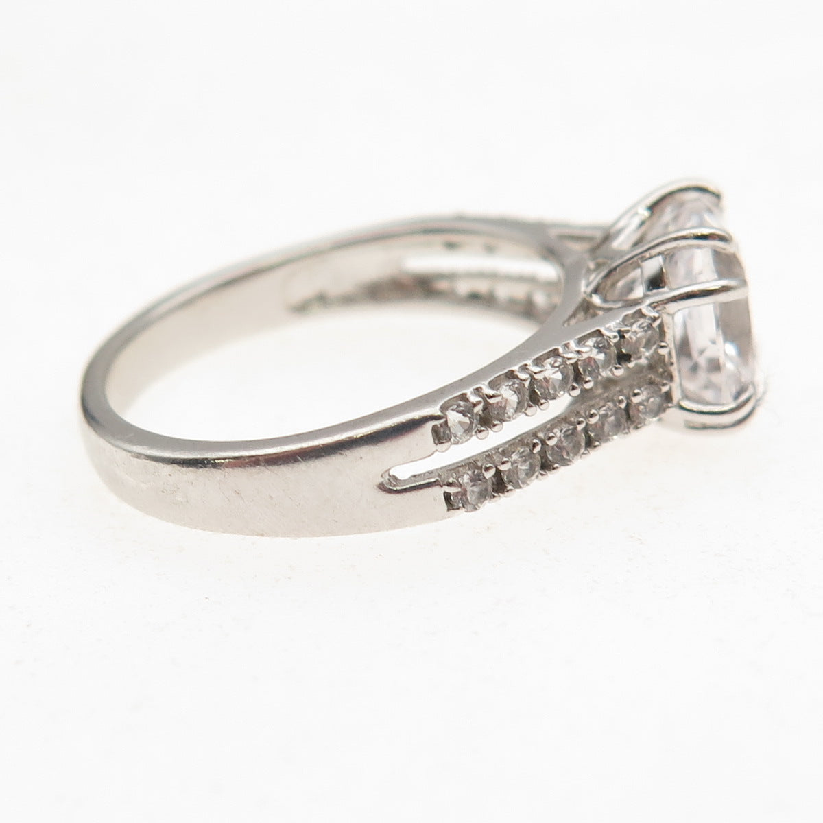 Michelle Albala 925 Sterling Silver Real White Topaz Engagement Ring Size 7.25