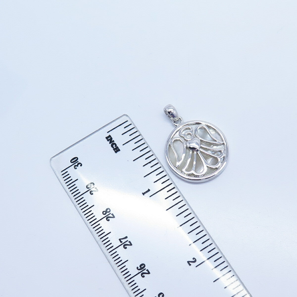 925 Sterling Silver Real Mother-of-Pearl Angel Heart Pendant