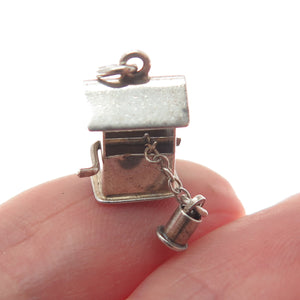 925 Sterling Silver Antique Art Deco Water Well Minimalist Charm Pendant