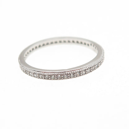 925 Sterling Silver Round-Cut C Z Stackable Eternity Band Ring Size 6.25