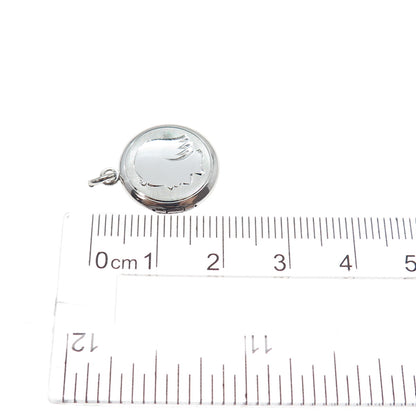 LAMODE 925 Sterling Silver Vintage Girl Profile Minimalist Locket Charm Pendant