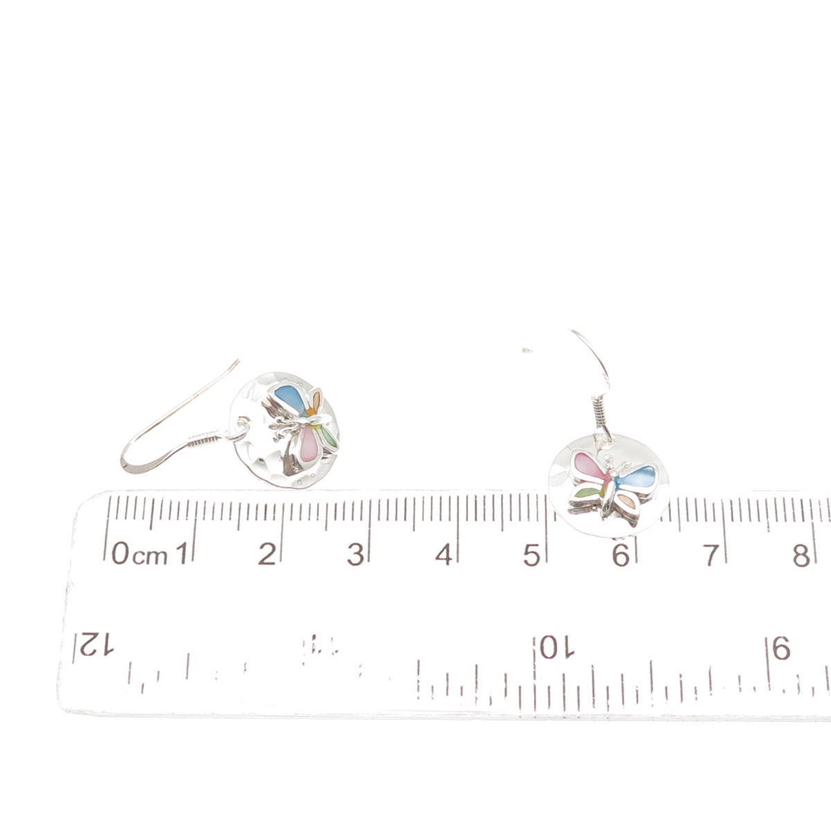 925 Sterling Silver Real Multi-Color MOP Butterfly Disc Dangle Earrings