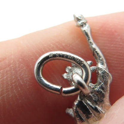 925 Sterling Silver Vintage Lemon Glass Statue of Liberty 3D Pendant