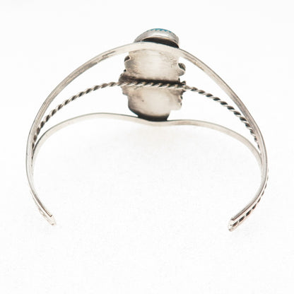 Old Pawn 925 Sterling Silver Vintage Turquoise Floral Adjustable Bracelet 7"
