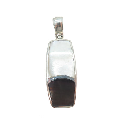 925 Sterling Silver Vintage Real MOP & Abalone Shell Modernist Pendant