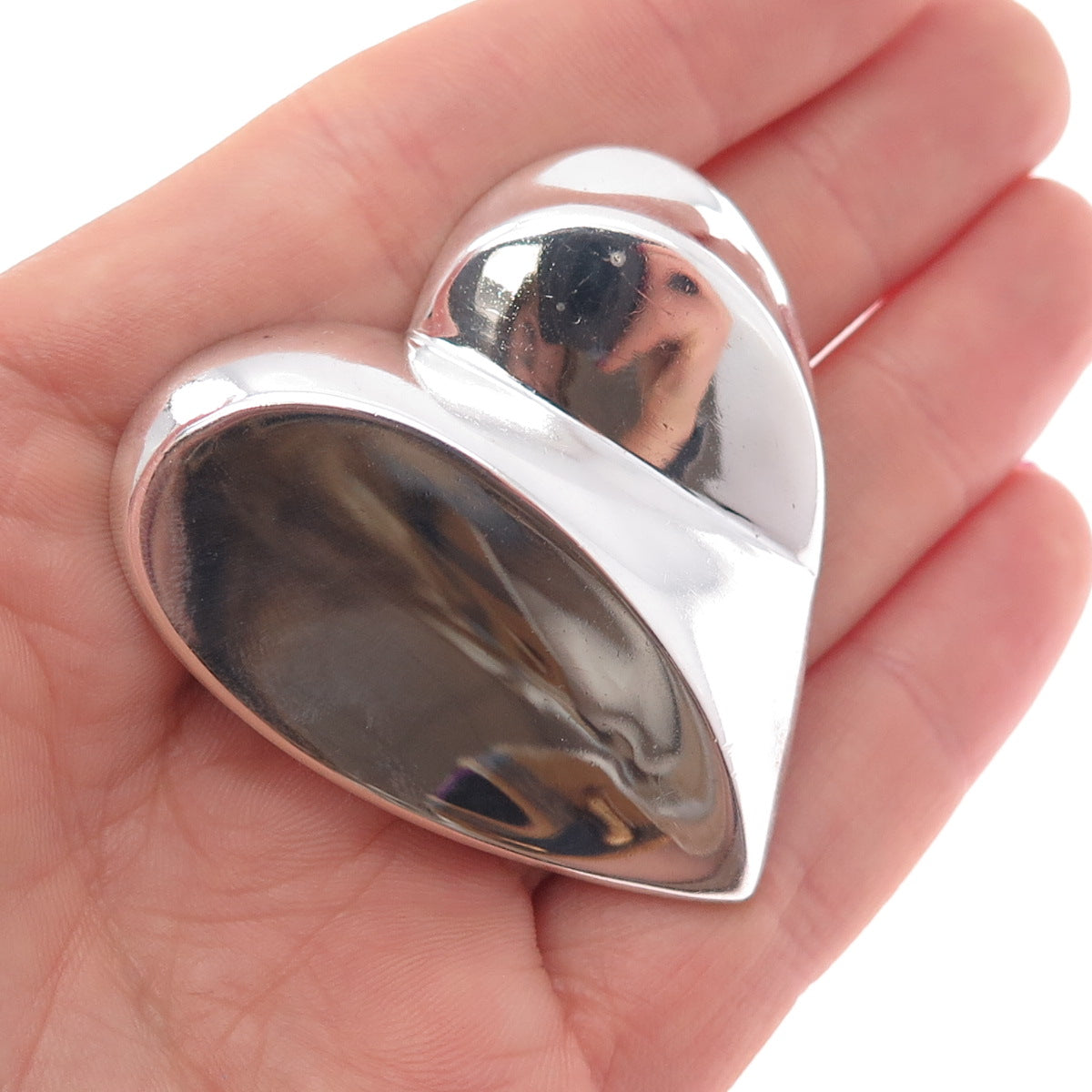 BAYANIHAN 925 Sterling Silver Vintage Modernist Puffy Heart Pin Brooch