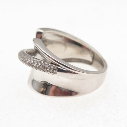 925 Sterling Silver Round-Cut C Z Modernist Ring Size 8.25
