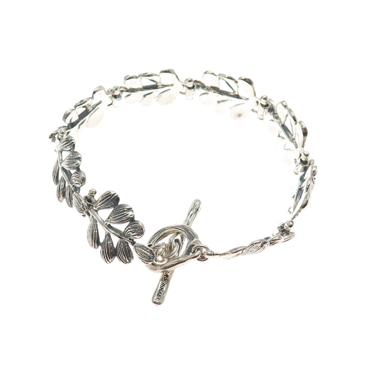 HAGIT GORALI 925 Sterling Silver Vintage Israel Modernist Floral Bracelet 6.75"
