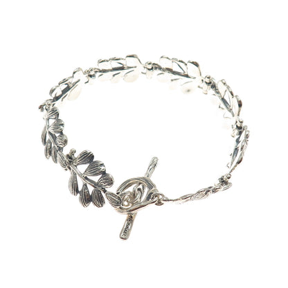 HAGIT GORALI 925 Sterling Silver Vintage Israel Modernist Floral Bracelet 6.75"