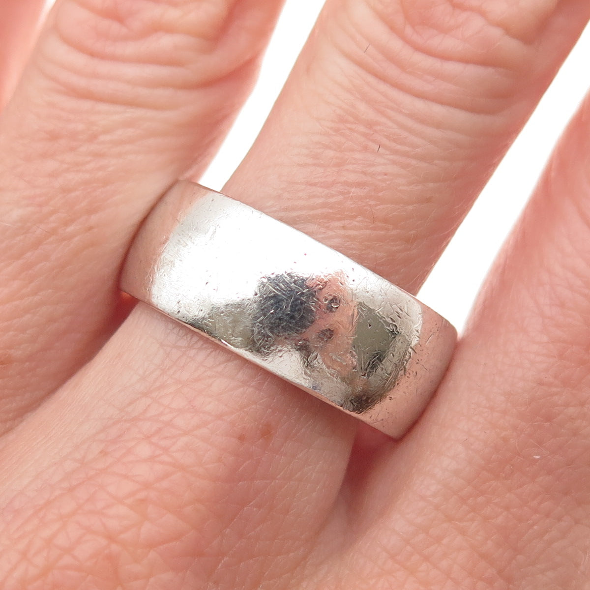 925 Sterling Silver Vintage MH Birmingham Wedding Wide Band Ring Size 11