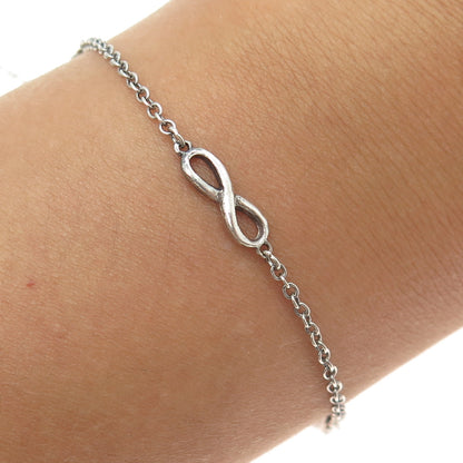 925 Sterling Silver Vintage Italy Infinity By The Yard Anklet / Bracelet 9-10"