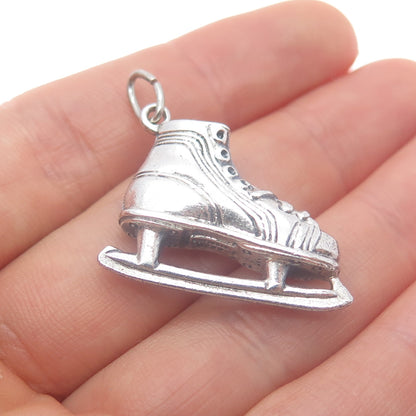 BEAU 925 Sterling Silver Vintage Ice Skating Shoe 3D Charm Pendant