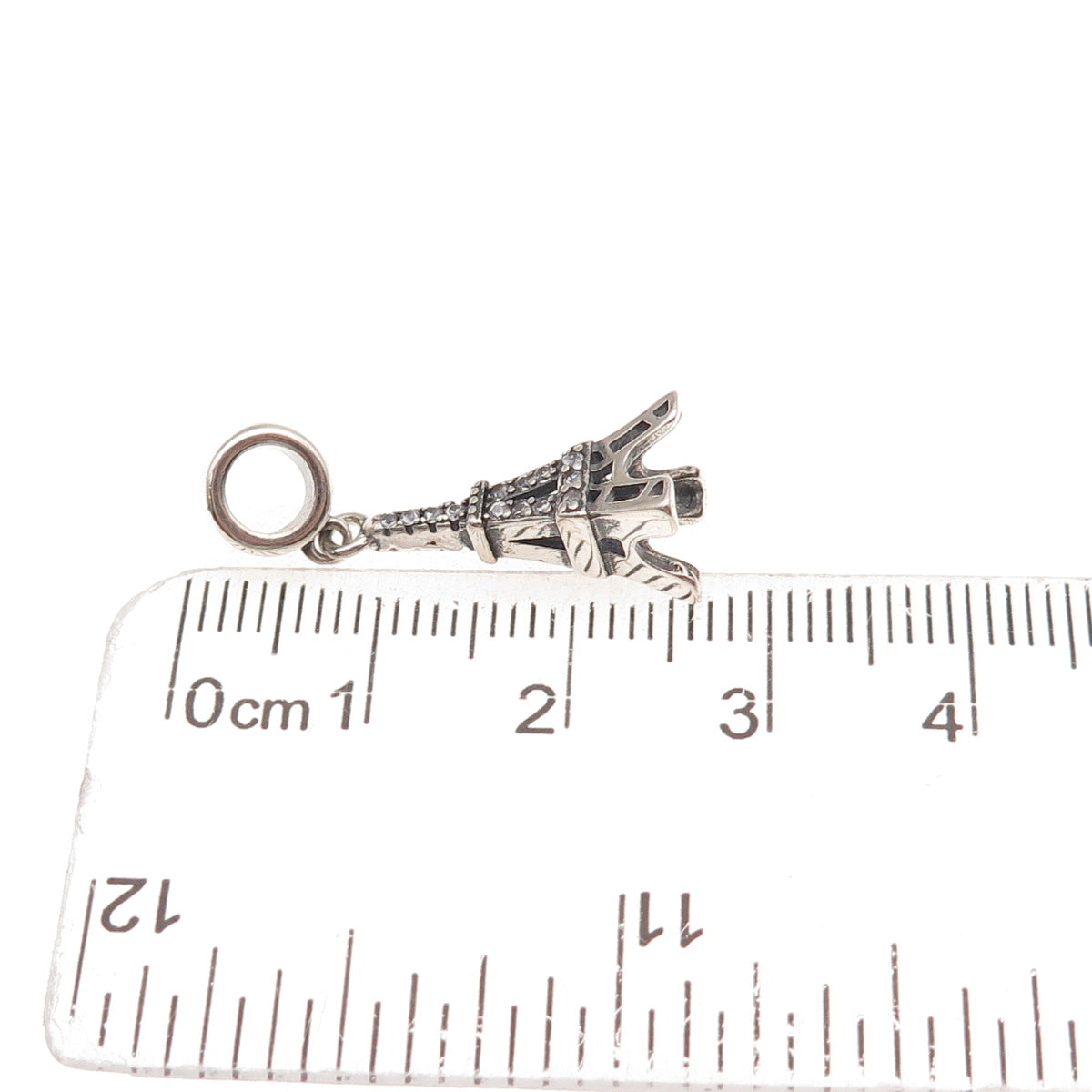 925 Sterling Silver C Z Eiffel Tower Dangle Charm