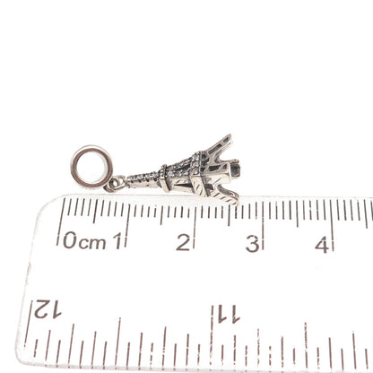 925 Sterling Silver C Z Eiffel Tower Dangle Charm
