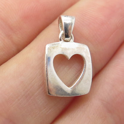 925 Sterling Silver Vintage "True Friend" Open Heart Modernist Pendant