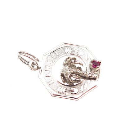 CREA 925 Sterling Silver Vintage Rhinestone Hawaii Palm Tree Mini Charm Pendant