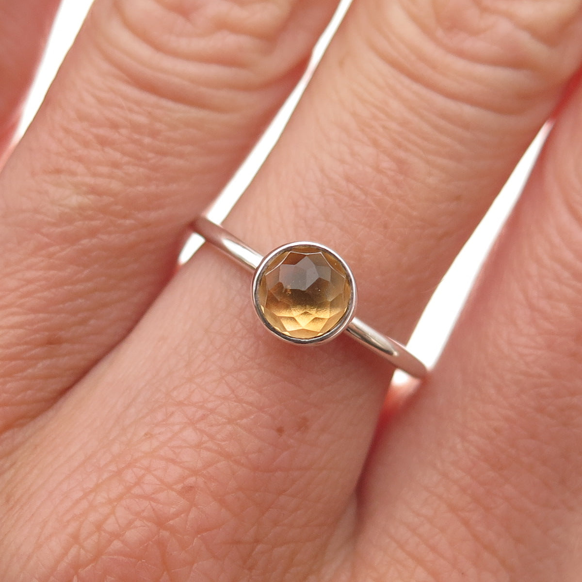 Pandora Sterling Silver Real Citrine November Birthstone Droplet Ring Size 6.75