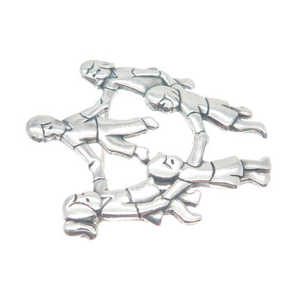 JAMES AVERY 925 Sterling Silver Vintage Circle Of Children Pin Brooch