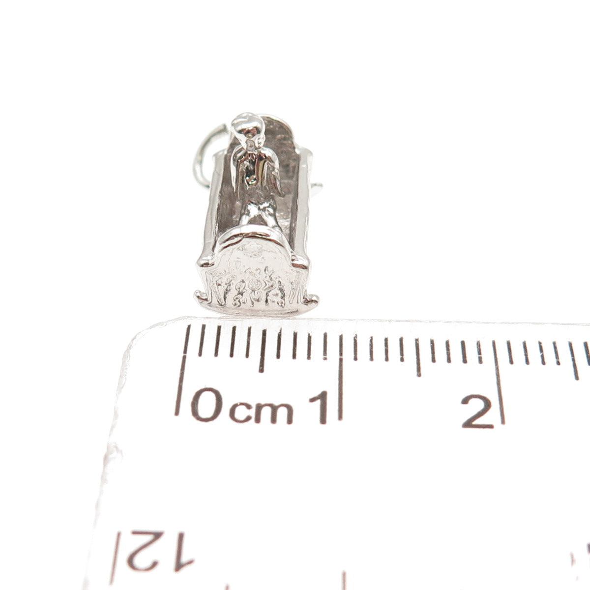 925 Sterling Silver Vintage Baby Rocking Cradle 3D Mini Charm Pendant