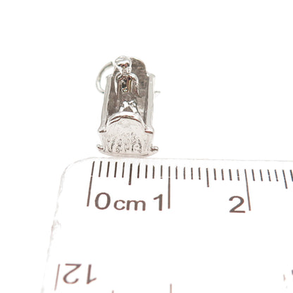 925 Sterling Silver Vintage Baby Rocking Cradle 3D Mini Charm Pendant