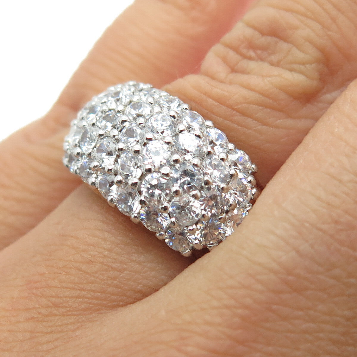 925 Sterling Silver Gold Plated Round-Cut C Z Ring Size 6.5