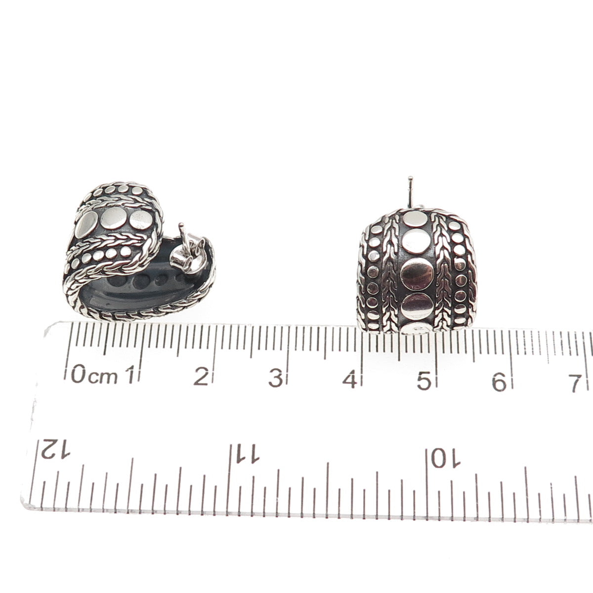 John Hardy 925 Sterling Silver Vintage Dot Nuansa J-Hoop Earrings