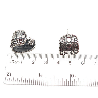 John Hardy 925 Sterling Silver Vintage Dot Nuansa J-Hoop Earrings