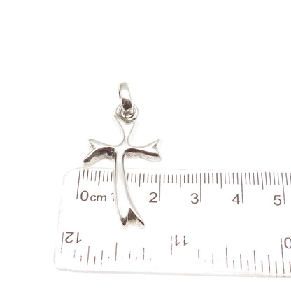 925 Sterling Silver Vintage Mexico Modernist Cross Charm Pendant