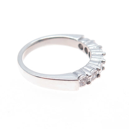 925 Sterling Silver Real Round-Cut Diamond Half Eternity Band Ring Size 7.25