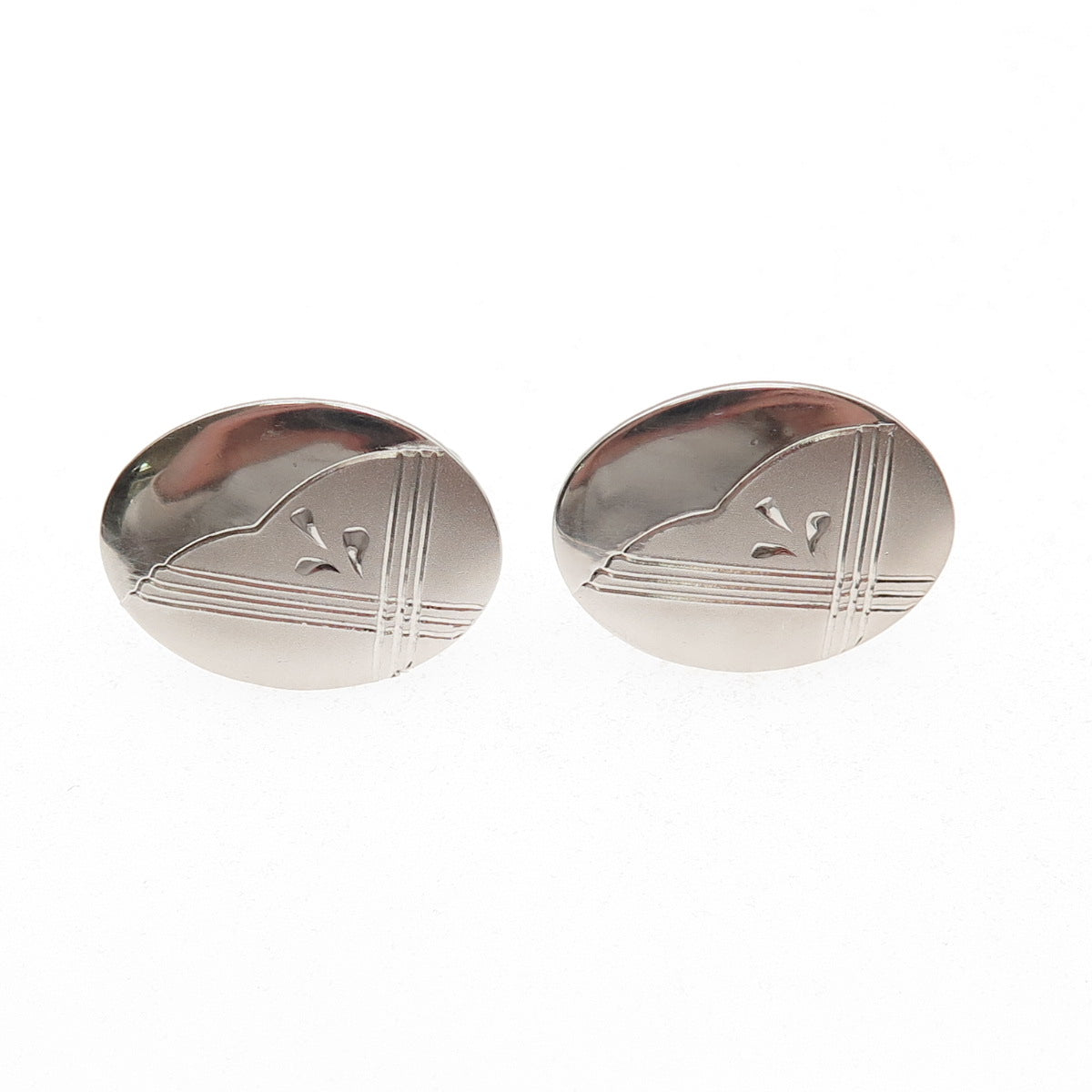 JML Diplomat 925 Sterling Silver Vintage Engraved Oval Cufflinks