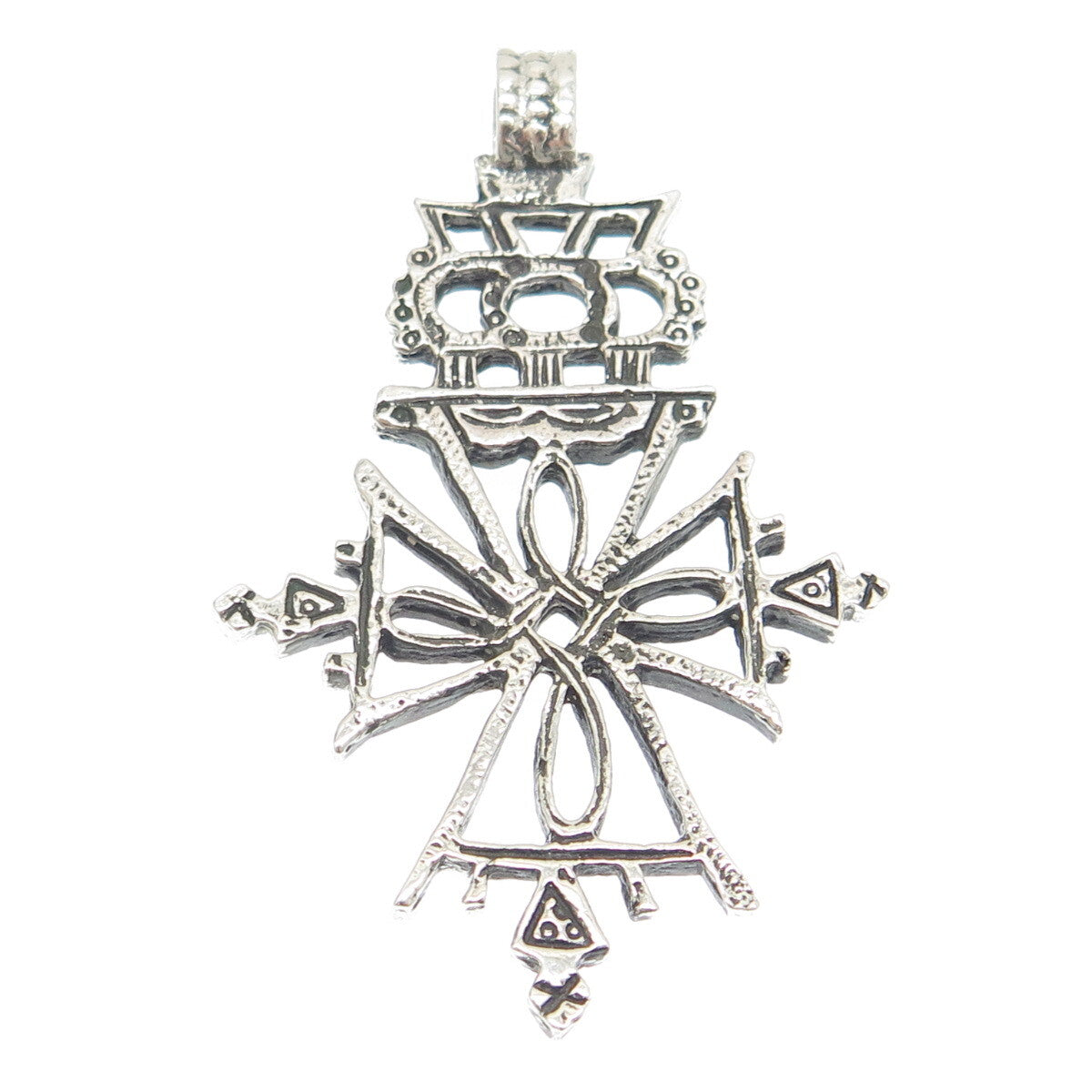 UNOAERRE 800 Silver Vintage Italy Cross Oxidized Pendant
