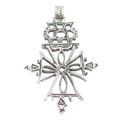 UNOAERRE 800 Silver Vintage Italy Cross Oxidized Pendant