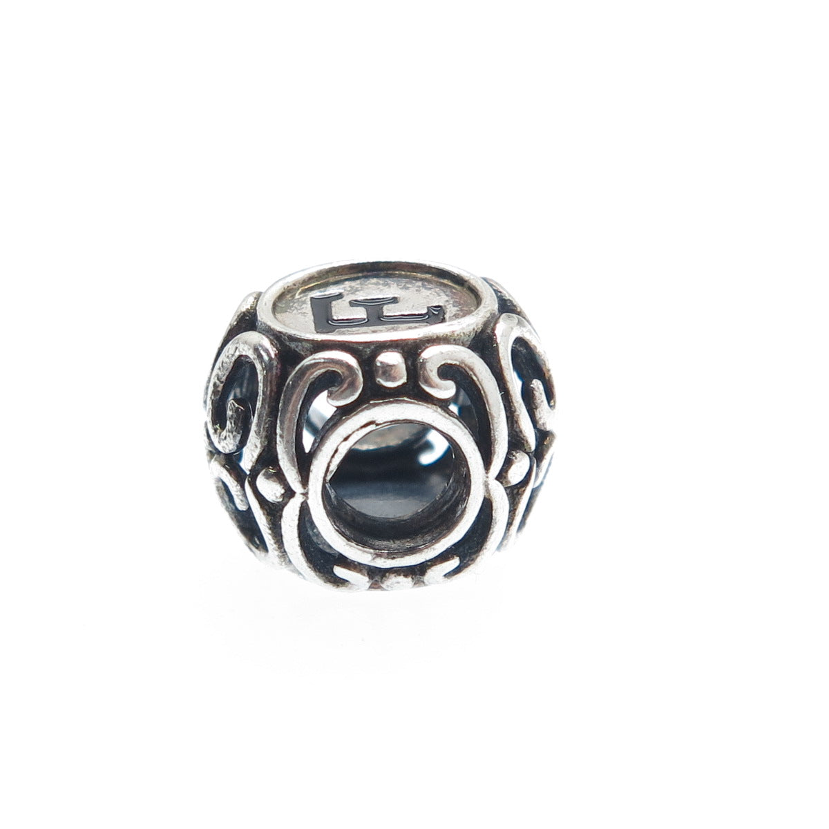 CHAMILIA 925 Sterling Silver Letter F Initial Ornate Bead Charm