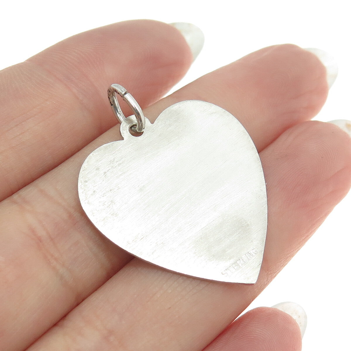 925 Sterling Silver Vintage Happy Birthday Heart Tag Pendant