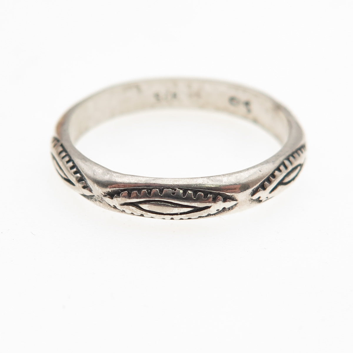 SHUBE 925 Sterling Silver Vintage Southwestern Oxidized Band Ring Size 7